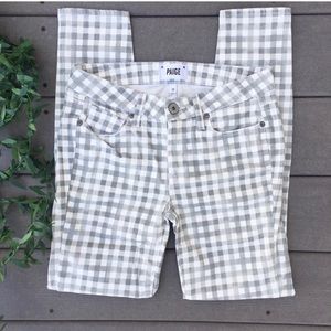 Anthro Paige Gray Gingham Verdugo Ankle Jeans